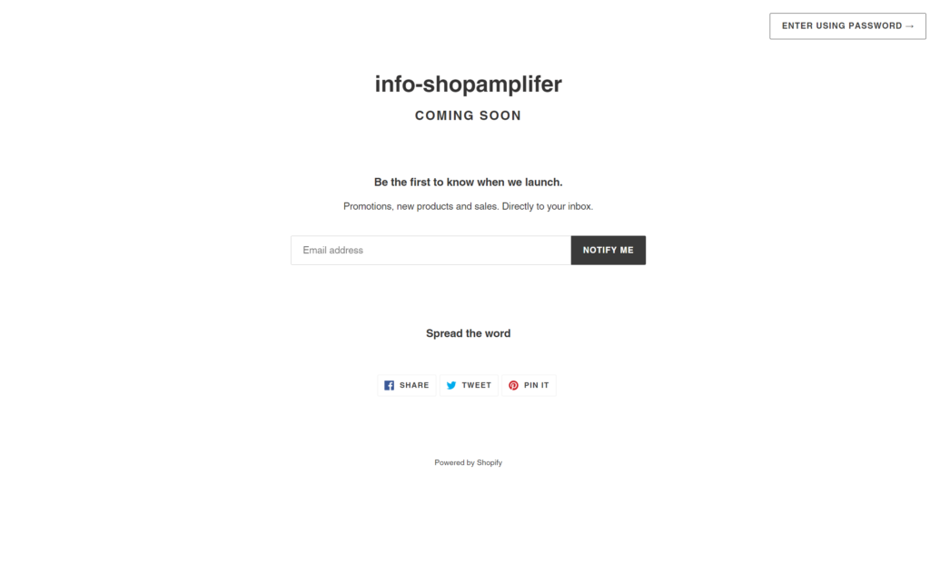 【画像付き】ShopifyでゼロからECサイトを構築するまでの流れを解説 - Shopifyパスワード画面① - Shopamplifer
